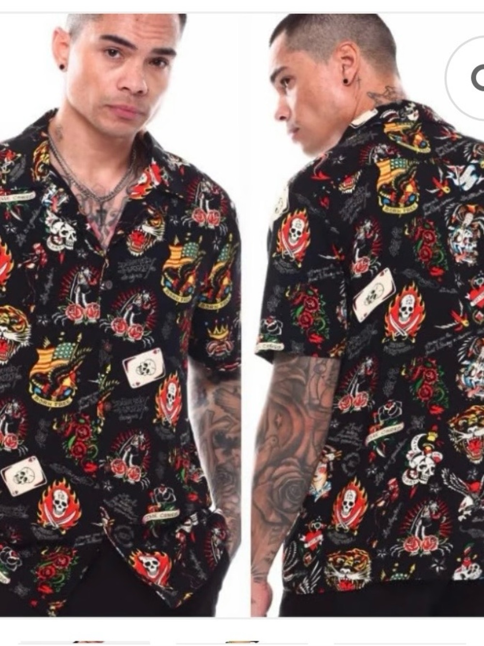 All over print Black Flashboard  Print Short-Sleeve Camp Shirt